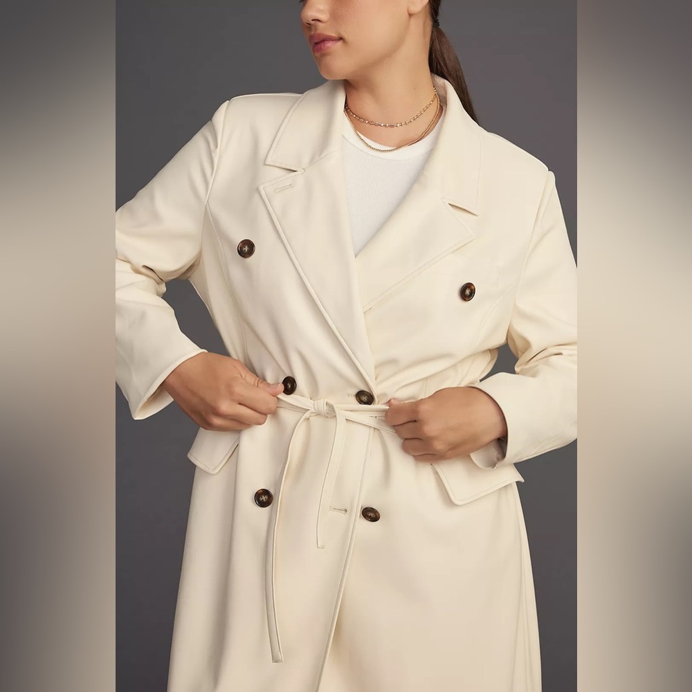 Anthropologie Avec Les Filles Faux Leather Trench Coat - Picture 6 of 13